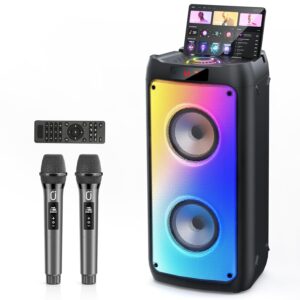 JYX Party Pop Speaker With 2 Wireless Microphones, Portable Bluetooth Box for Adults & Kids