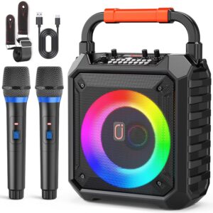 JYX Karaoke Machine with Two Wireless Microphones, Portable Bluetooth Karaoke Speaker