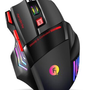 Frontech AeroStrike Wired USB Gaming Mouse with 7 Buttons | Stylish Grip 7200 DPI Wired Ambidextrous Optical Gaming Mouse  (USB 2.0, Black, Red)
