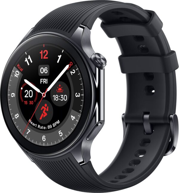 OnePlus Watch 2 with Wear OS 4, Snapdragon W5 Chipset & Up to 100 hours battery Smartwatch  (Black Steel Strap, Free Size)