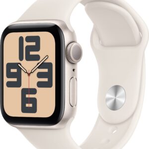 Apple Watch SE 2 GPS 40mm (2nd Gen) Starlight Aluminium with Starlight Sport Band  (Starlight Strap, Free Size)
