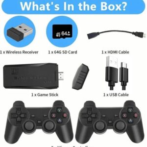 WORLD M8 Retro Game Stick Console 2.4G Dual Wireless Gamepad 64 GB with Plug & Play