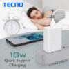 Tecno 18 W Quick Charge 2 A Wall Charger for Mobile  (White, C-Type, Cable Included) - Image 3