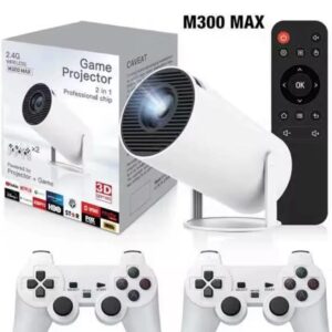 HG WORLD M300 Max 2in1 Mini Projector HD 4K With 2.4G 2 Wireless Remote Video Game For TV with Plug & Play, Home Theater