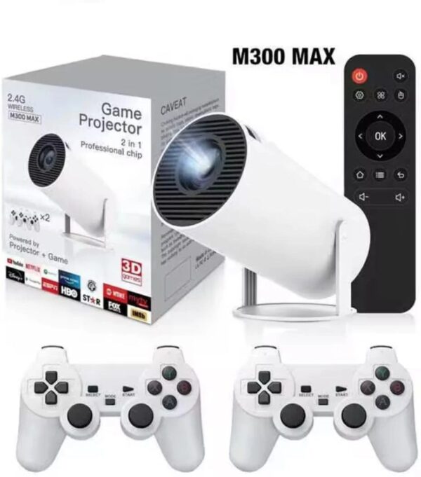 HG WORLD M300 Max 2in1 Mini Projector HD 4K With 2.4G 2 Wireless Remote Video Game For TV with Plug & Play, Home Theater