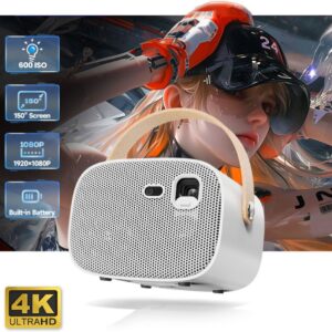 Egate Zen DLP 6X (EGK6) (600 lm) Full HD 1080p Native with 4K Ultra HD Support with Battery | 600 ISO Lumens, Android 9.0, 2GB-32GB