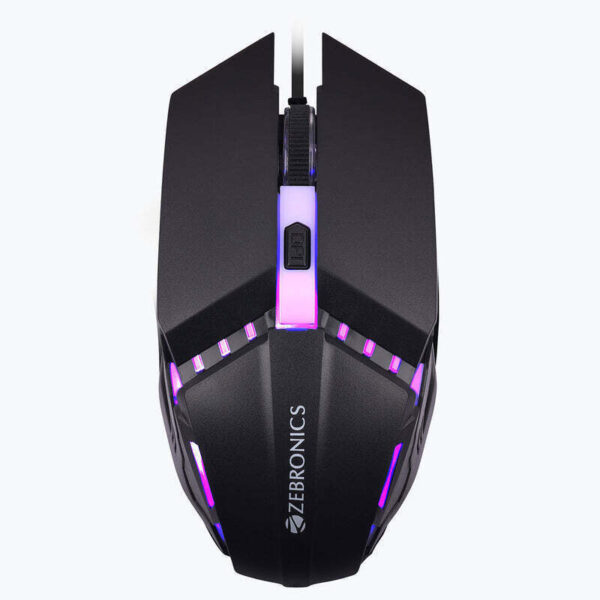 ZEBRONICS ZEB PHERO with DPI Switch, High Precision, Plug & Play, 4 Buttons Wired Ambidextrous Optical Gaming Mouse